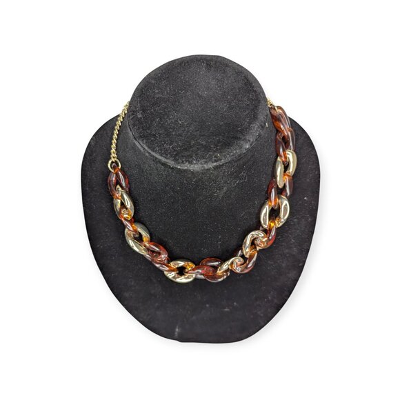 Vintage Signed J Crew Tortoise Chain Necklace w/Lobster Claw Clasp - Picture 9 of 13